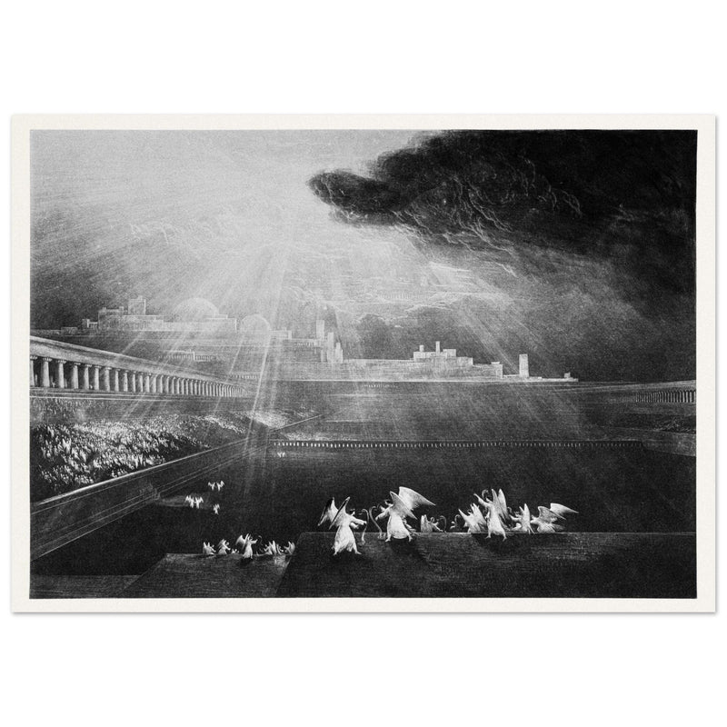 John Martin mezzotint engraving . Paradise Lost. The Courts of God .