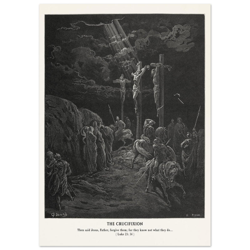 Gustave Dore The Bible engraving print . The Crucifixion illustration .