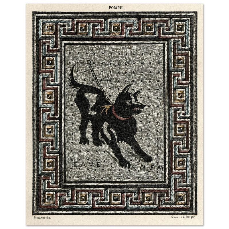 Watchdog mosaic chromolithograph reproduction Cave Canem by Victor Steeger