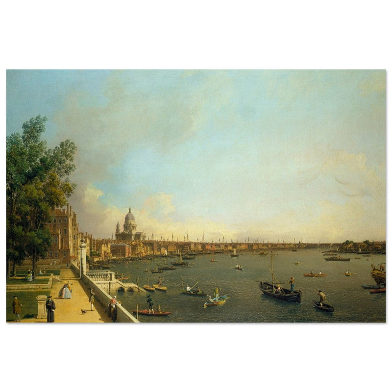 London antique painting by Canaletto 1750 The Thames from Somerset House Terrace towards the City.