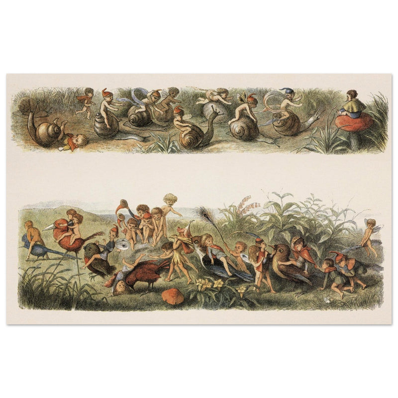 Richard Doyle illustrations for Fairyland. The Snail Race and  some creatures part of The Triumphal march of the Elf king