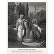 Gustave Dore The Bible engraving print . Jesus and the woman of Samaria illustration .