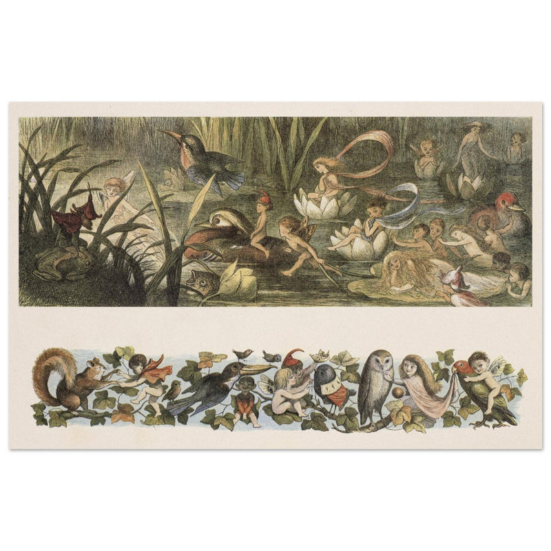 Richard Doyle for Fairyland book. Wood elves at play and Fairy's Child Play illustrations.
