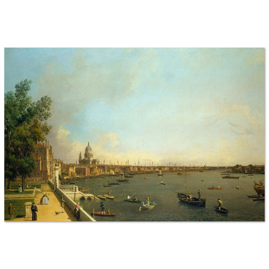 London antique painting by Canaletto 1750 The Thames from Somerset House Terrace towards the City.