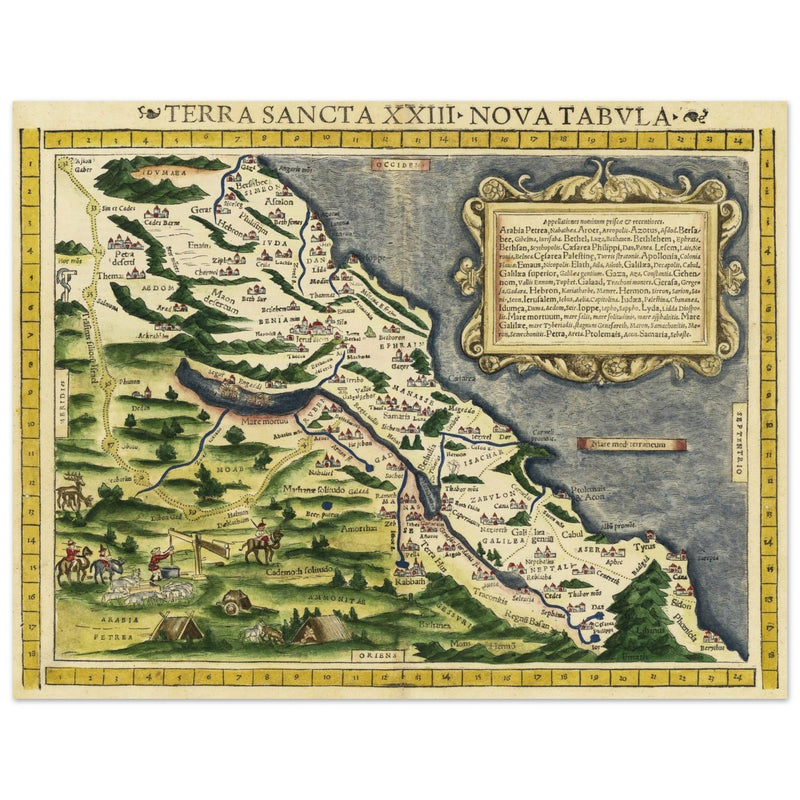 Terra Santa Nova Tabula. Ancient map of Holy Land by Sebastian Munster.