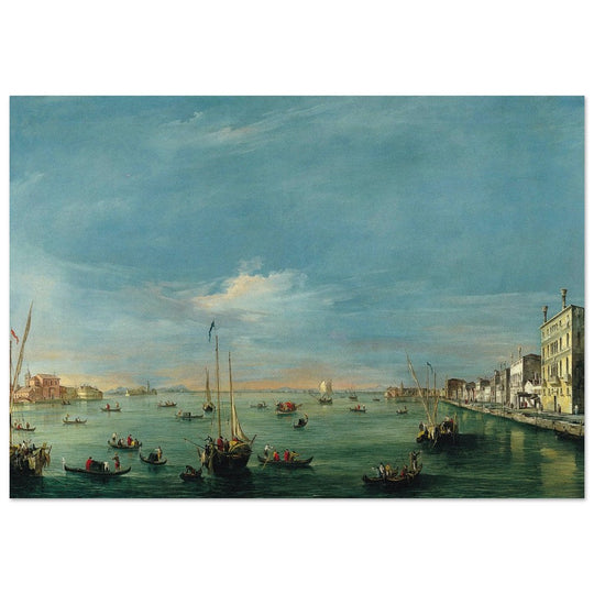 Giudecca Canal and the Zattere in Venice Italy. Antique painting by Francesco Guardi 1757.
