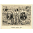 Abraham Lincoln and George Washington. Columbia's noblest sons engraving