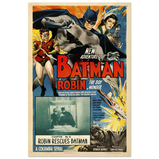 The New Adventures of Batman and Robin vintage movie poster  1949.