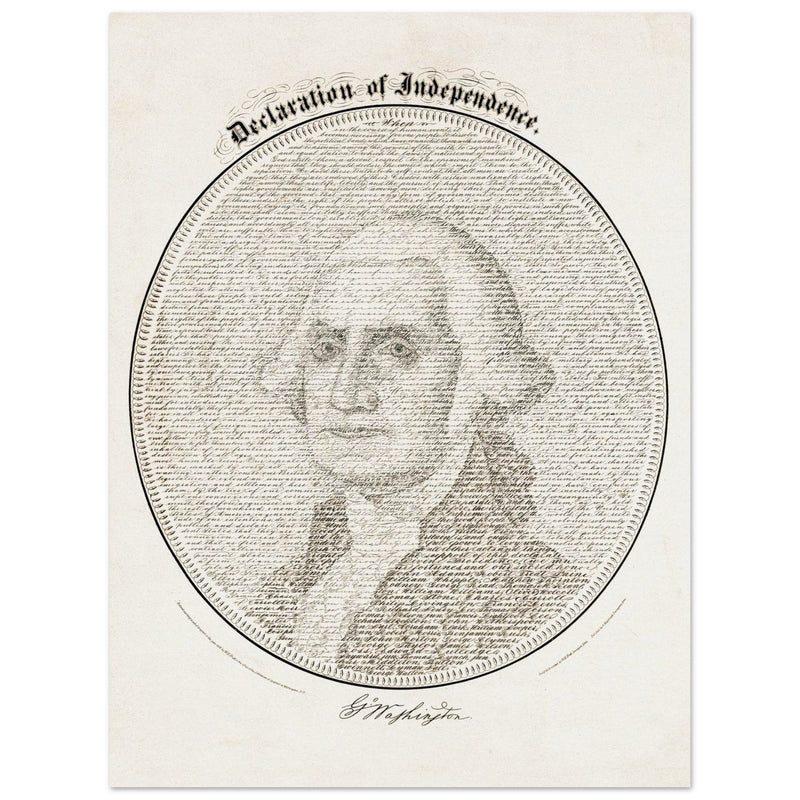 Declaration of Independence vintage print reproduction. George Washington president .