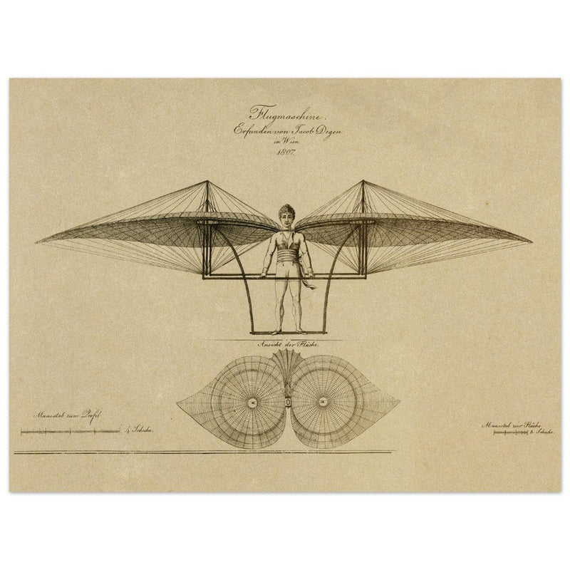 Flight machine invented by Jacob Degen in  1807 also called Degen ornithopter.
