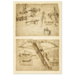 Leonardo da Vinci Atlantic Codex (Codex Atlanticus) Giant crossbow drawing reproduction.