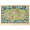 Ancient vintage old map of the world poster reproduction by Guillaume Le Testu 1555