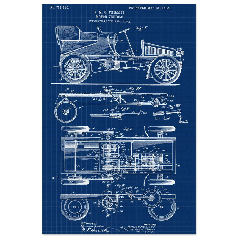 Motor Vehicle patent. Vintage car illustration.