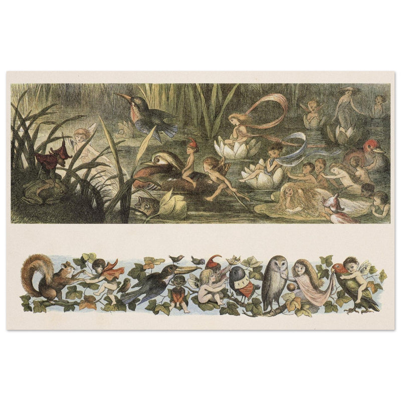 Richard Doyle for Fairyland book. Wood elves at play and Fairy's Child Play illustrations.