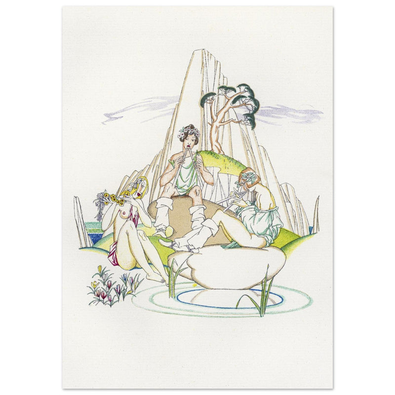 Island of Lesbos Greece. Daphnis and Chloe illustration by John Austen.