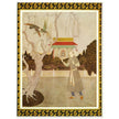 Edmund Dulac and one of his illustration for Princess Badoura fairy tale. Prince Camaralzaman and the Birds.