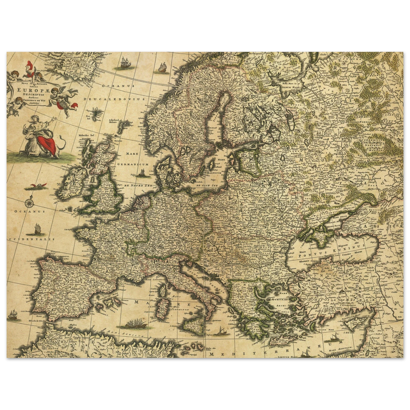 Ancient map of Europe. Nova et Accurata Totius Europae Descriptio by Frederik de Wit
