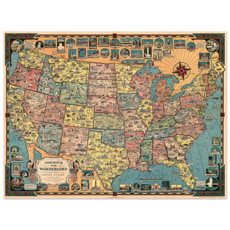 America the Wonderland: A Pictorial Map of the United States by Ernest Dudley Chase.