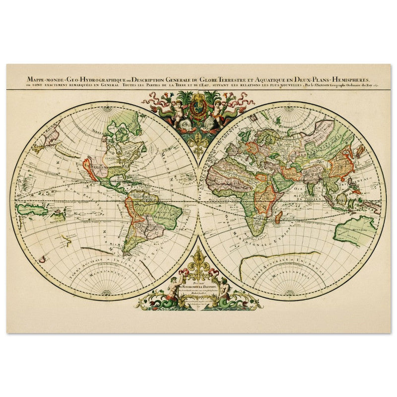 Ancient world map poster reproduction