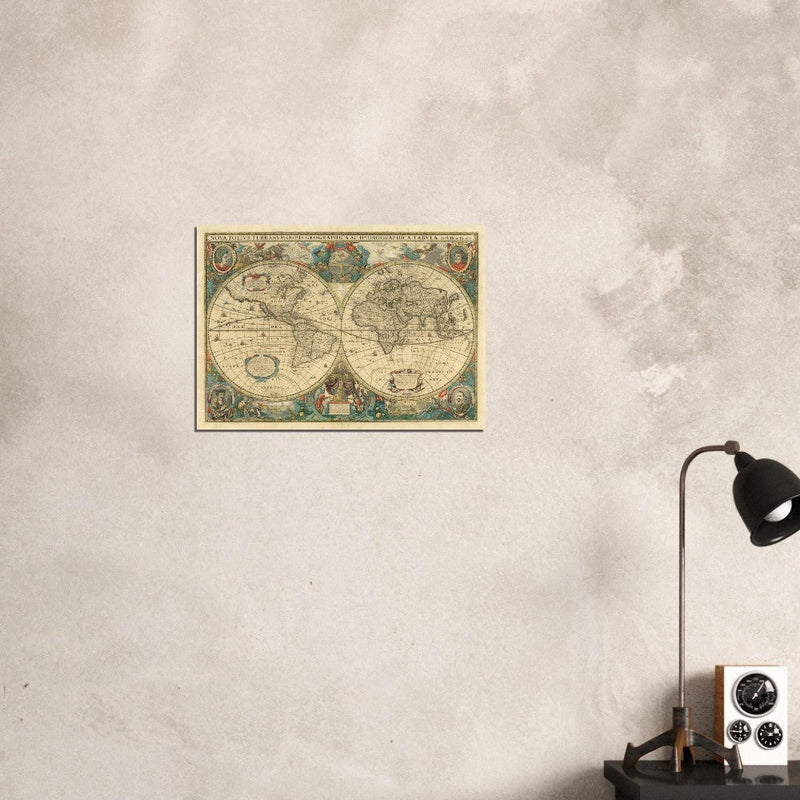 Nova totius terrarum orbis 1630 old world map poster by Hendrik Hondius
