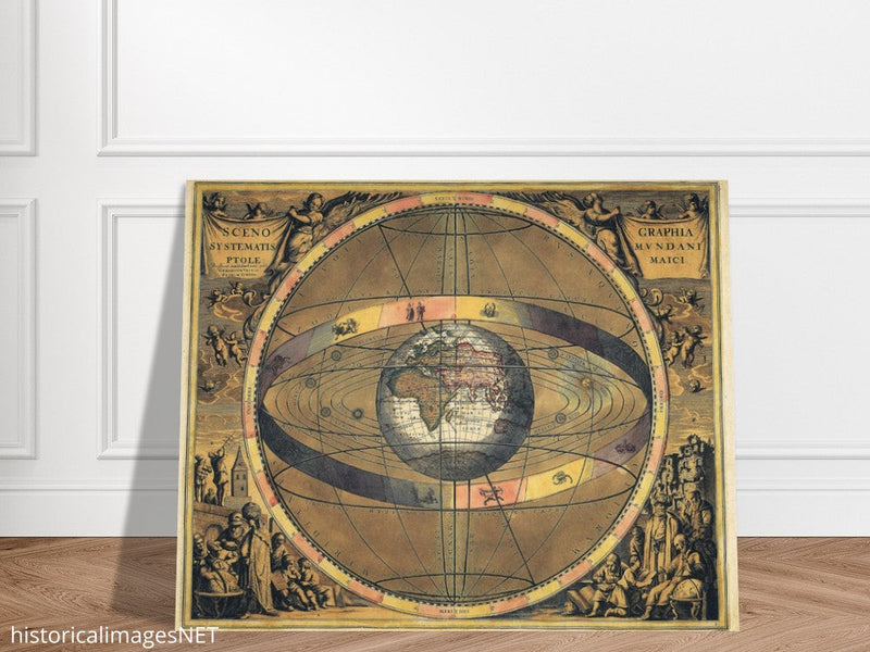 Scenography of the Ptolemaic cosmography by Andreas Cellarius. Cosmographical atlas.