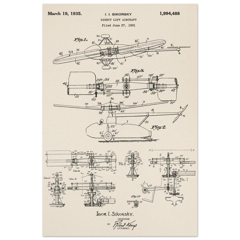 Direct Lift Aircraft patent by Sikorsky. Helicopter ancestor