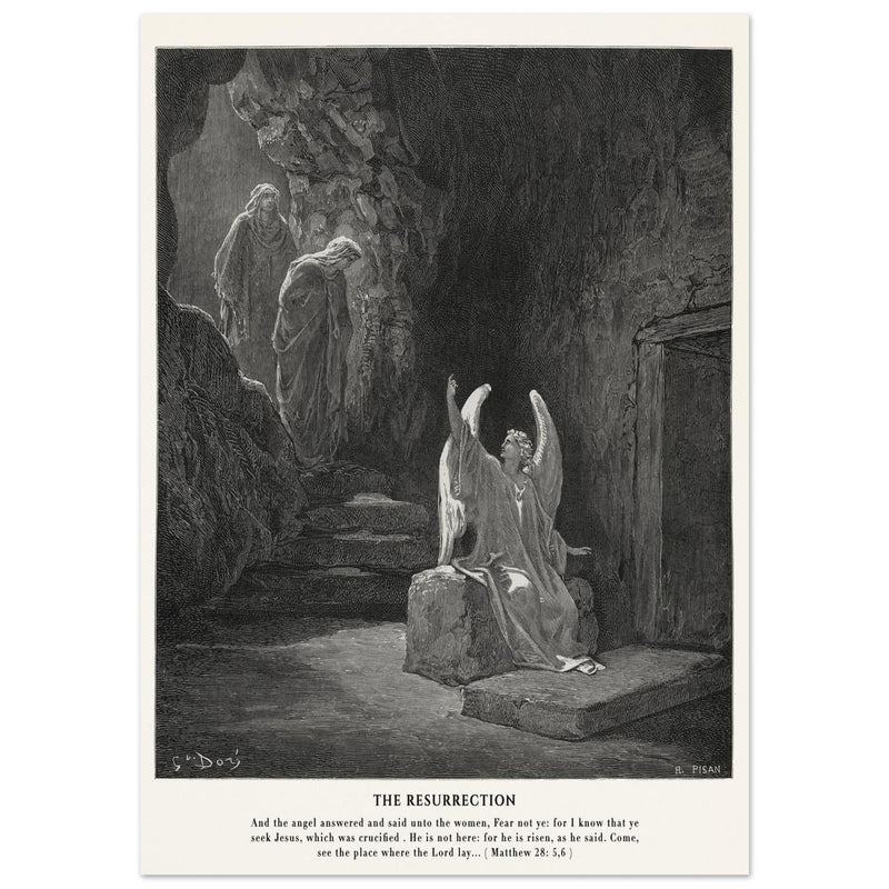 Gustave Dore The Bible engraving print . The Resurrection illustration .