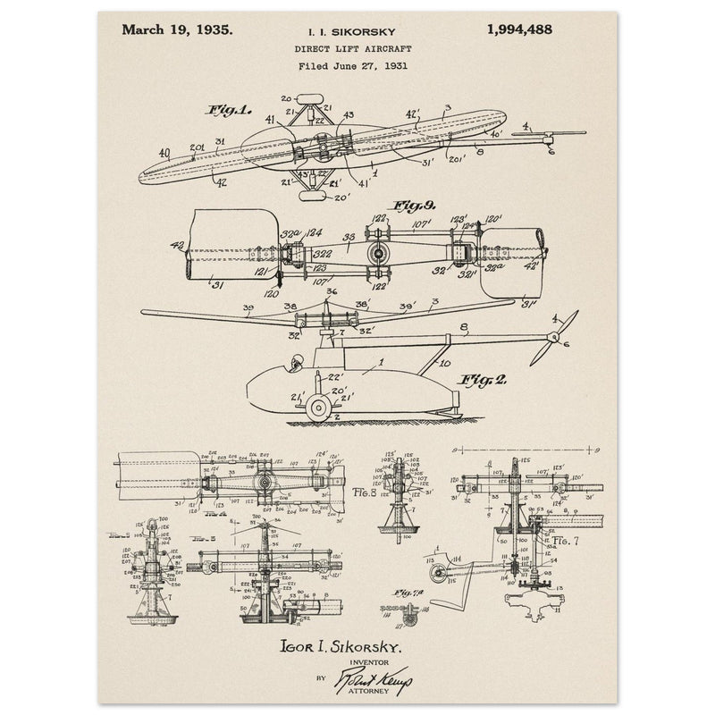 Direct Lift Aircraft patent by Sikorsky. Helicopter ancestor