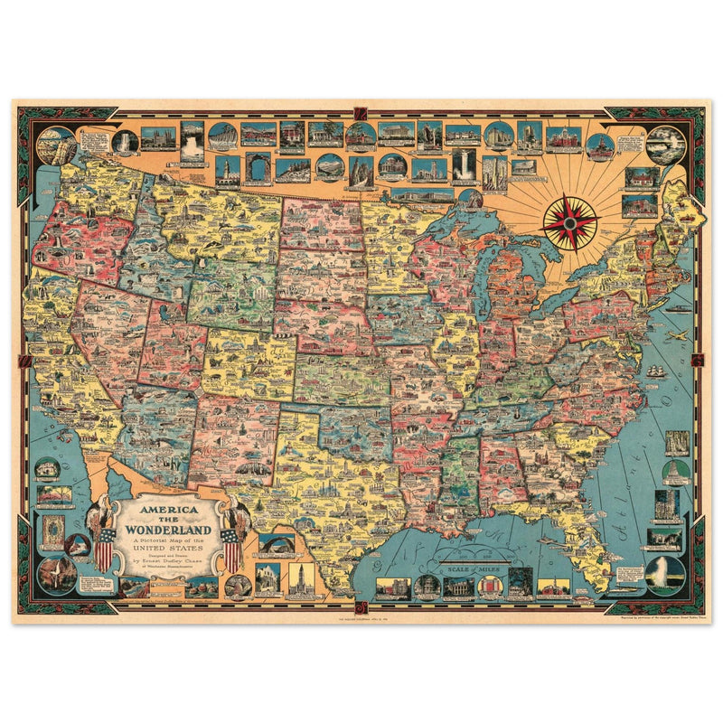America the Wonderland: A Pictorial Map of the United States by Ernest Dudley Chase.