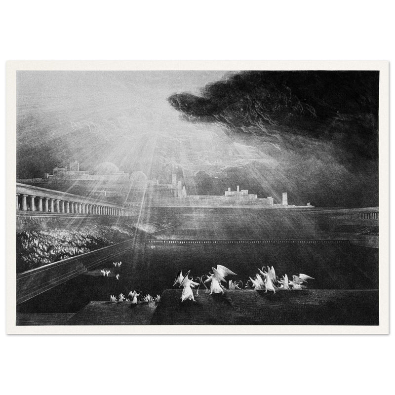 John Martin mezzotint engraving . Paradise Lost. The Courts of God .