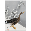 White-fronted goose in the snow by Ohara Koson