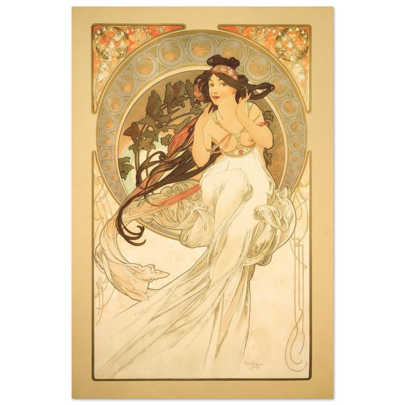 Art Nouveau Alphonse Mucha antique painting.