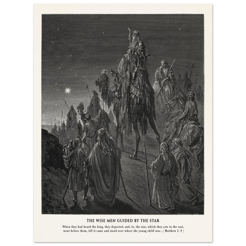 Gustave Dore The Bible engraving print . The Wise men guided by the star illustration.