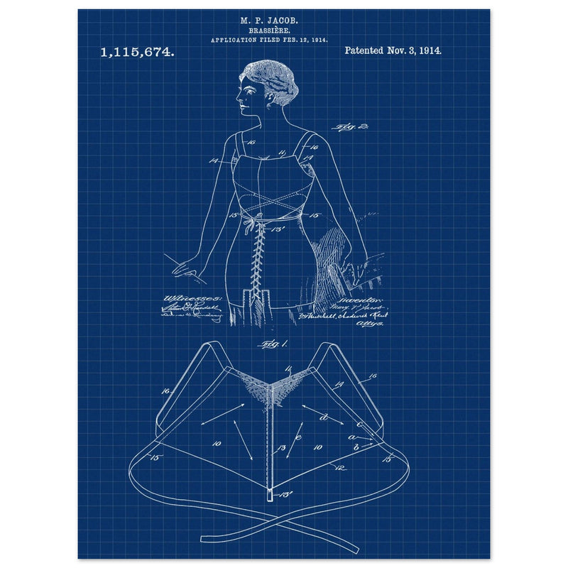 Brassiere patent drawing by M P Jacob.