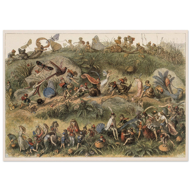 Richard Doyle fantasy illustration part Fairyland book. Triumphal march of the Elf king.