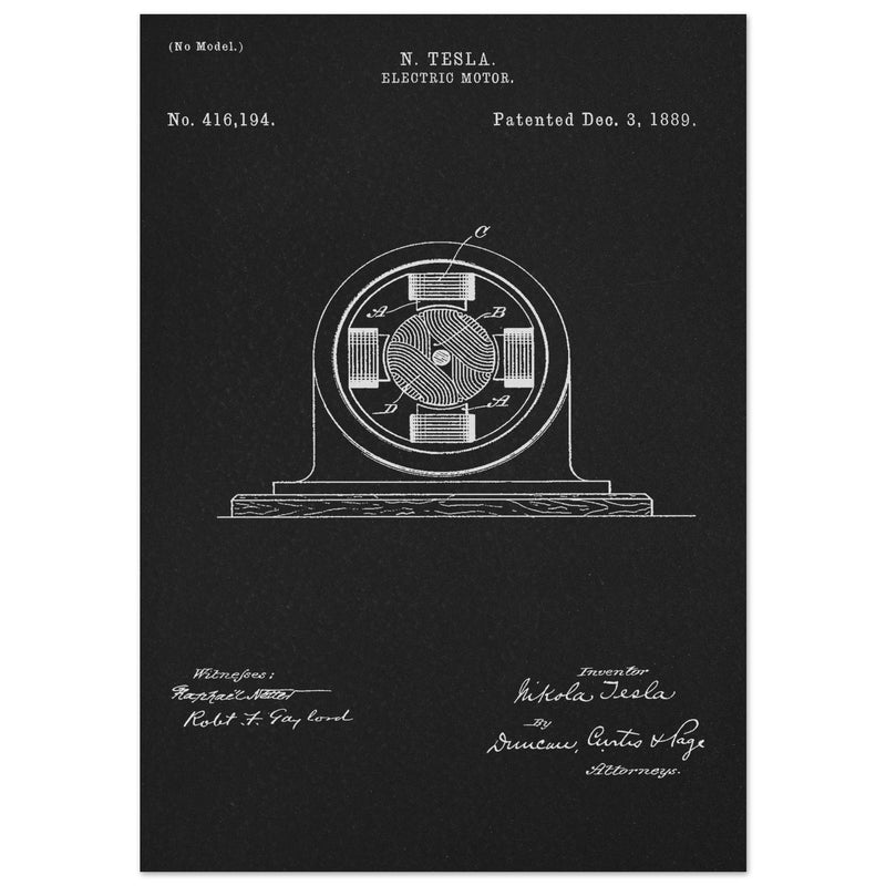 Electric Motor  patent 416194 by Nikola Tesla.