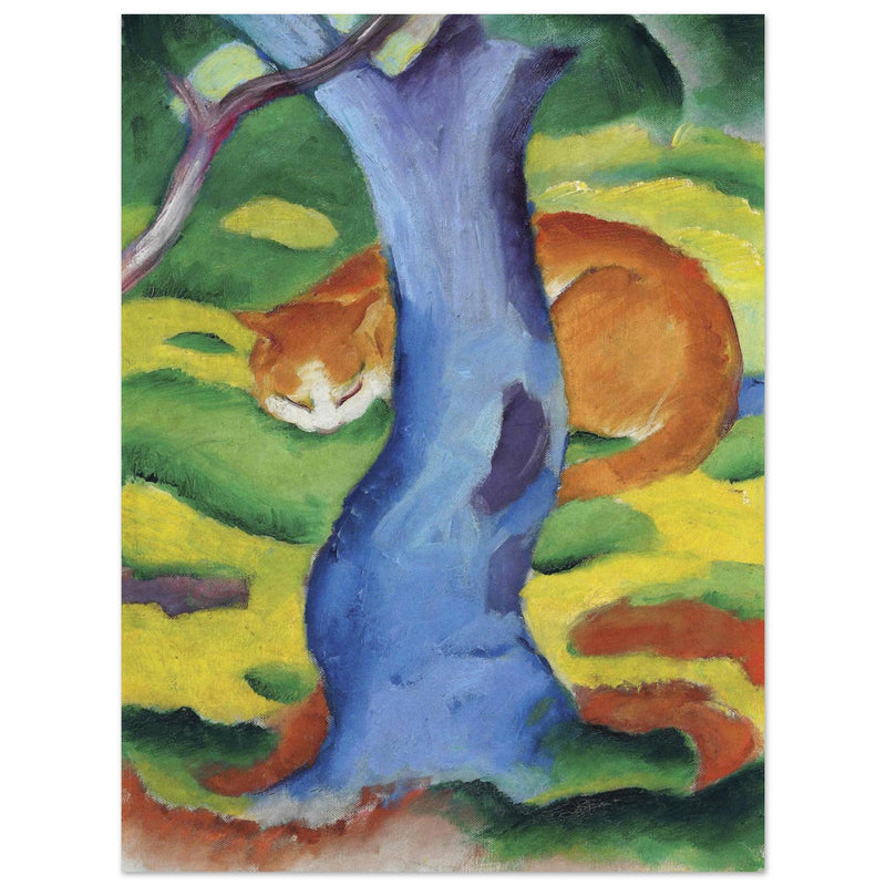 Kinderbild Katze hinter einem Baum  Cat behind a tree by Franz Marc