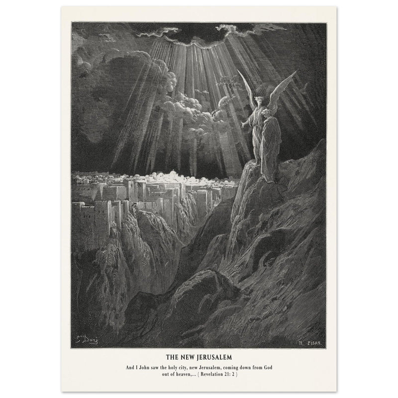 Gustave Dore The Bible engraving print . The New Jerusalem illustration .