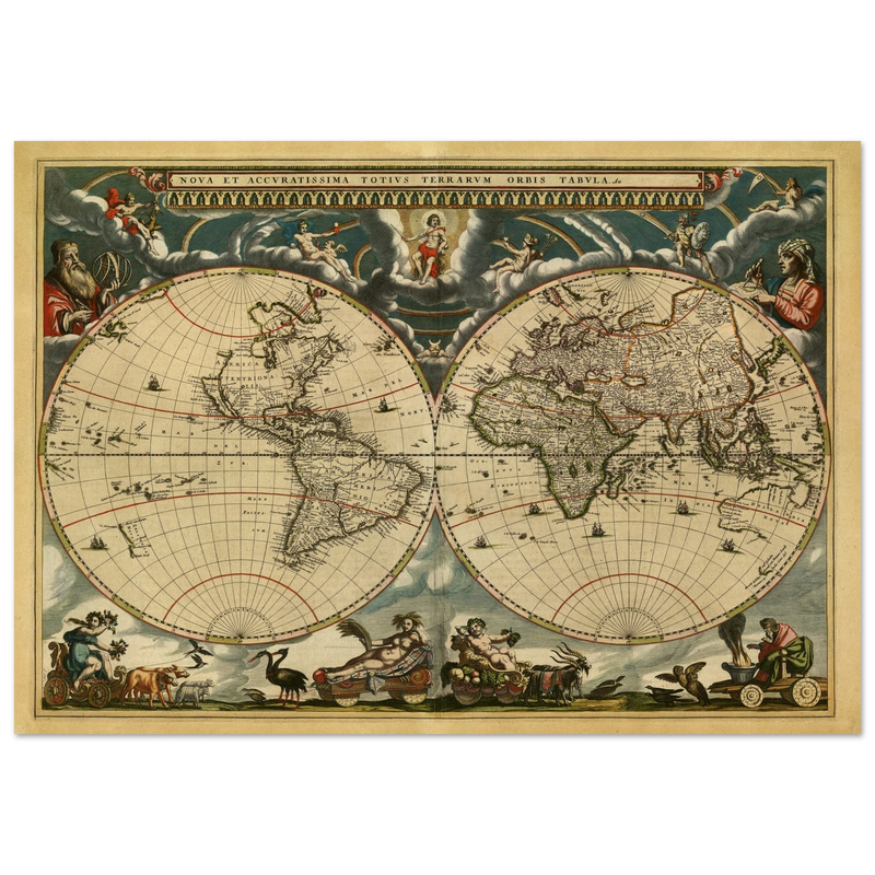 World map Nova et Accuratissima Totius Terrarum Orbis Tabula by Joan Blaeu