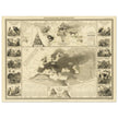Birds in Europe illustrated vintage old map by Alexander Keith Johnston