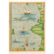 Ancient illustrated beautiful map poster reproduction by Guillaume Le Testu 1555