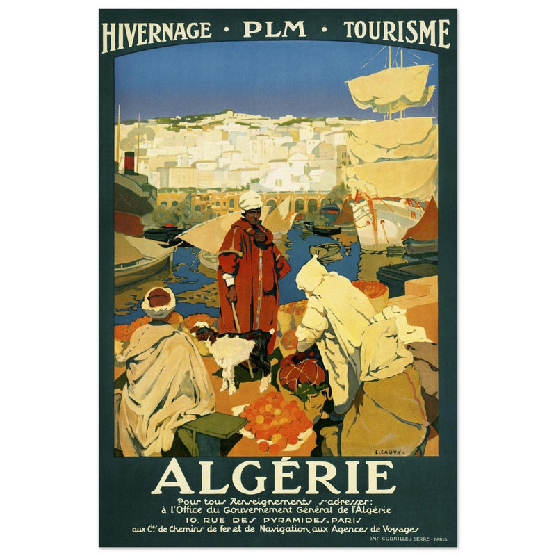 Vintage travel print of Algeria. Poster Art by Léon Cauvy.