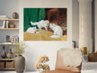 Three white cats playing old painting by Arthur Heyer.