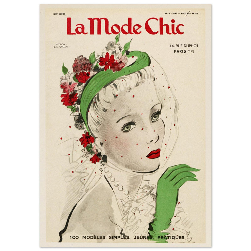 La Mode Chic old vintage fashion magazine cover from the 40s. 1947.