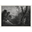 John Martin mezzotint engraving . Satan Contemplating Adam and Eve in Paradise. Paradise Lost by Milton.