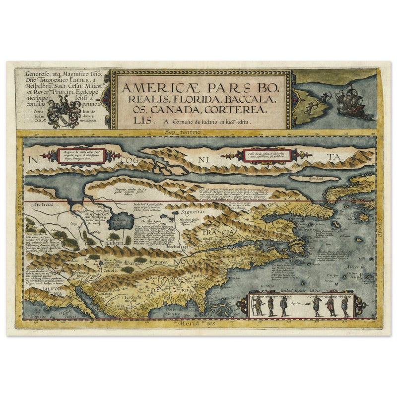 Map of North America by Cornelis de Jode.