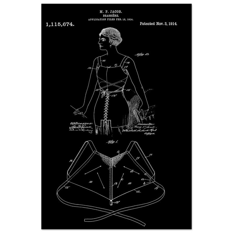 Brassiere patent drawing by M P Jacob.
