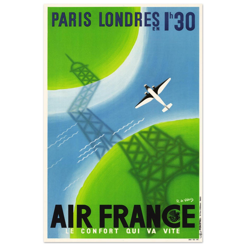 Air France Paris Londres vintage advertisng by Roger de Valerio.
