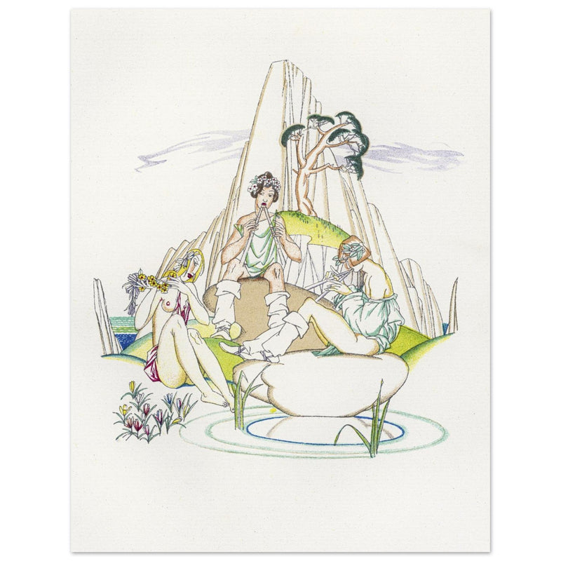 Island of Lesbos Greece. Daphnis and Chloe illustration by John Austen.