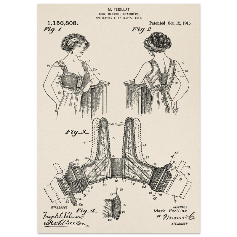Bust reducer brassiere vintage patent by M Perillat